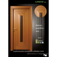 Porte d&#39;intérieur en teck moulé en bois 2017 Design avec design en cuir centré